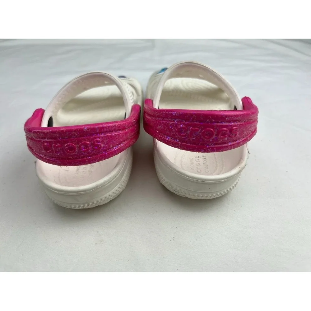 Crocs White Butterfly Sandals Girls Sz 8 Toddler Pink Purple Blue Shoes Slides